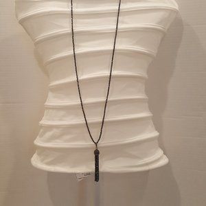 black beaded tassel necklace LONG 30"